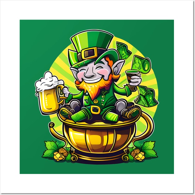 Get Lucky with Gold, Beer, and Leprechauns this St. Patrick's Day Wall Art by Rochelle Lee Elliott